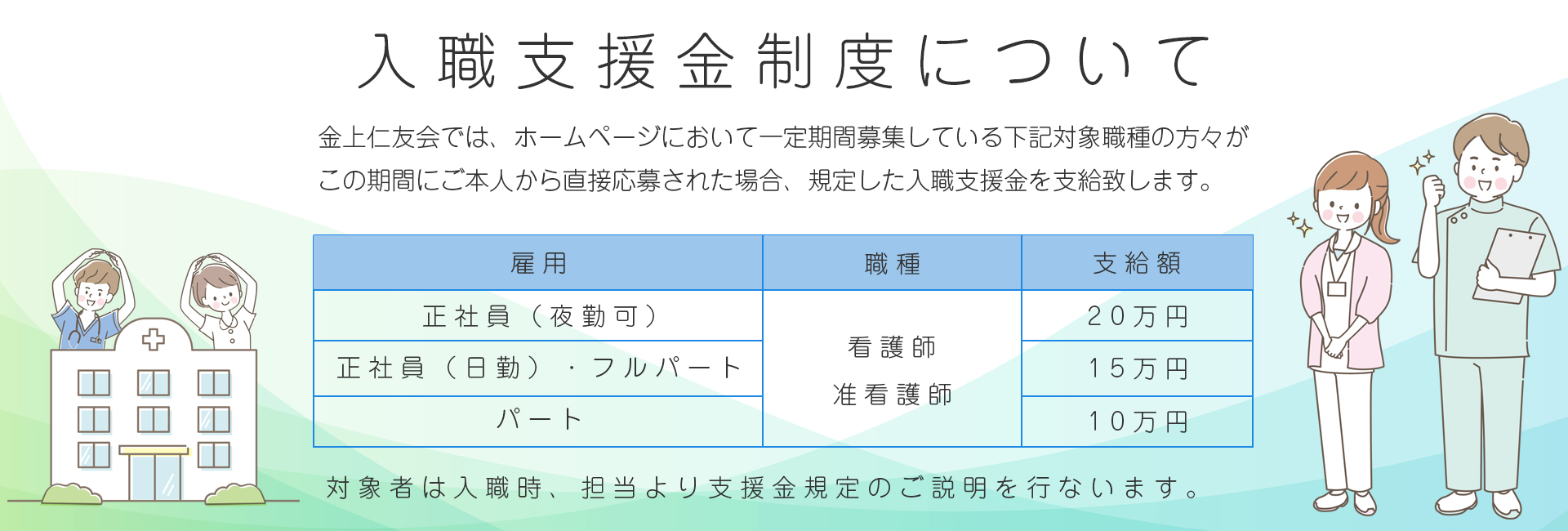 入職支援制度について